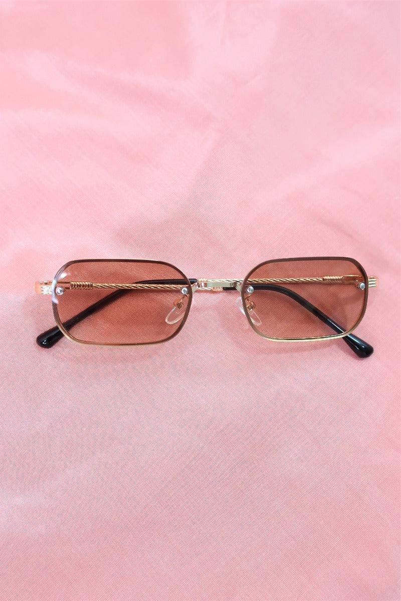Slim Metallic Sunglasses - Golden Ombre Brown - Image 3