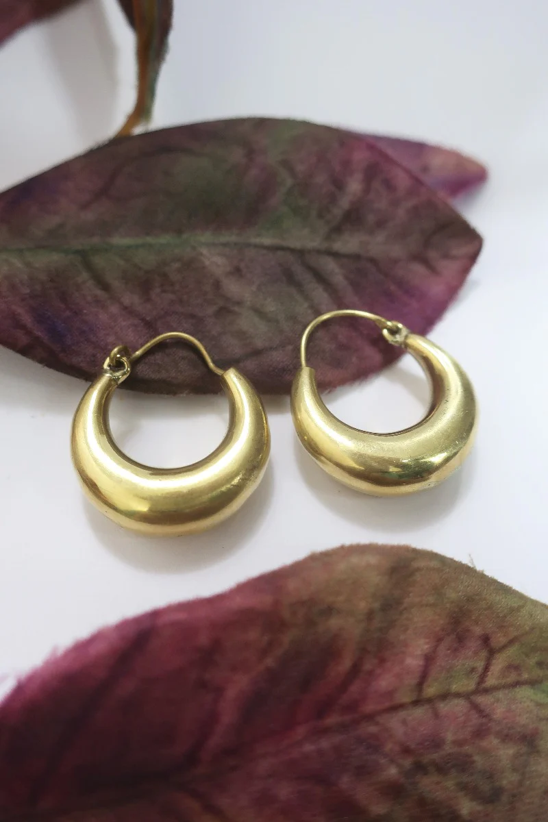 Small Hoop Earrings in Gold Plated Brass