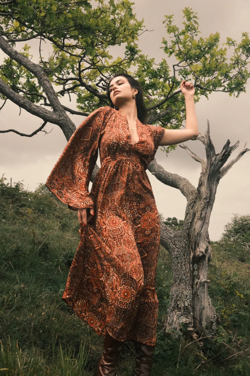 Stevie Maxi Dress in Bowie Red Mandala - Image 7