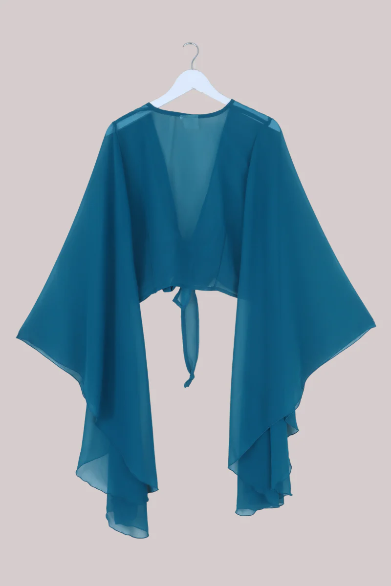 The Madonna Sheer Wrap Top in Lucky Star Blue - Image 3