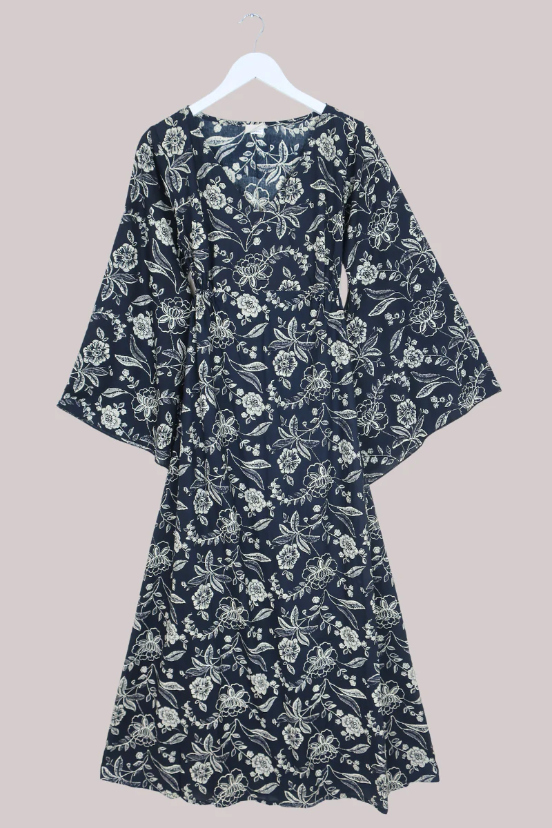 Vanessa Maxi Dress in Black Vintage Florals - Image 2
