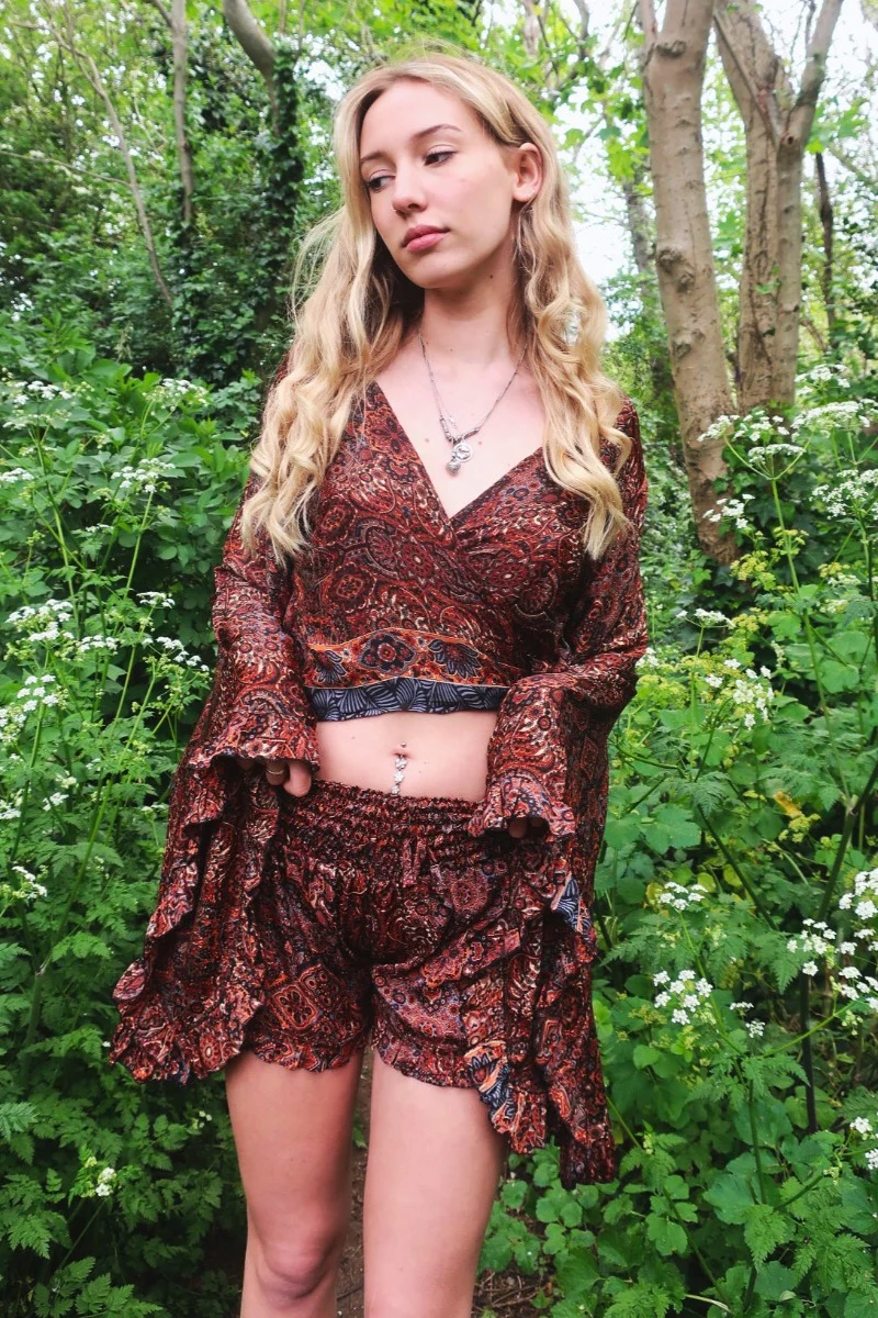 Venus Frilly Shorts in Cohen Black Mandala - One Size - Image 5