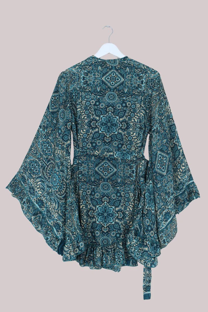 Venus Mini Wrap Dress in Simone Blue Mandala - Image 6
