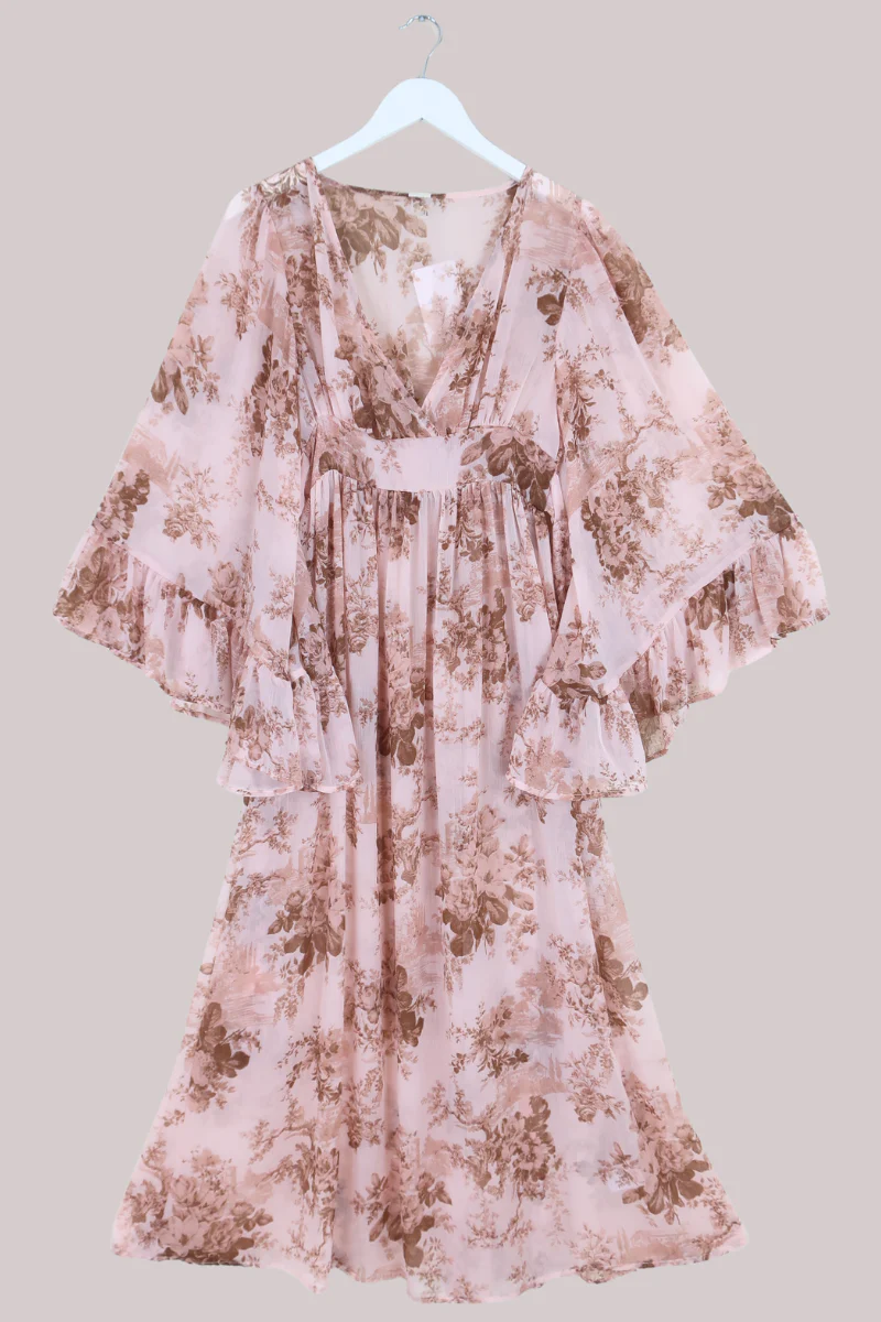 Venus Sheer Maxi Dress in Muse Pink Floral - Image 2