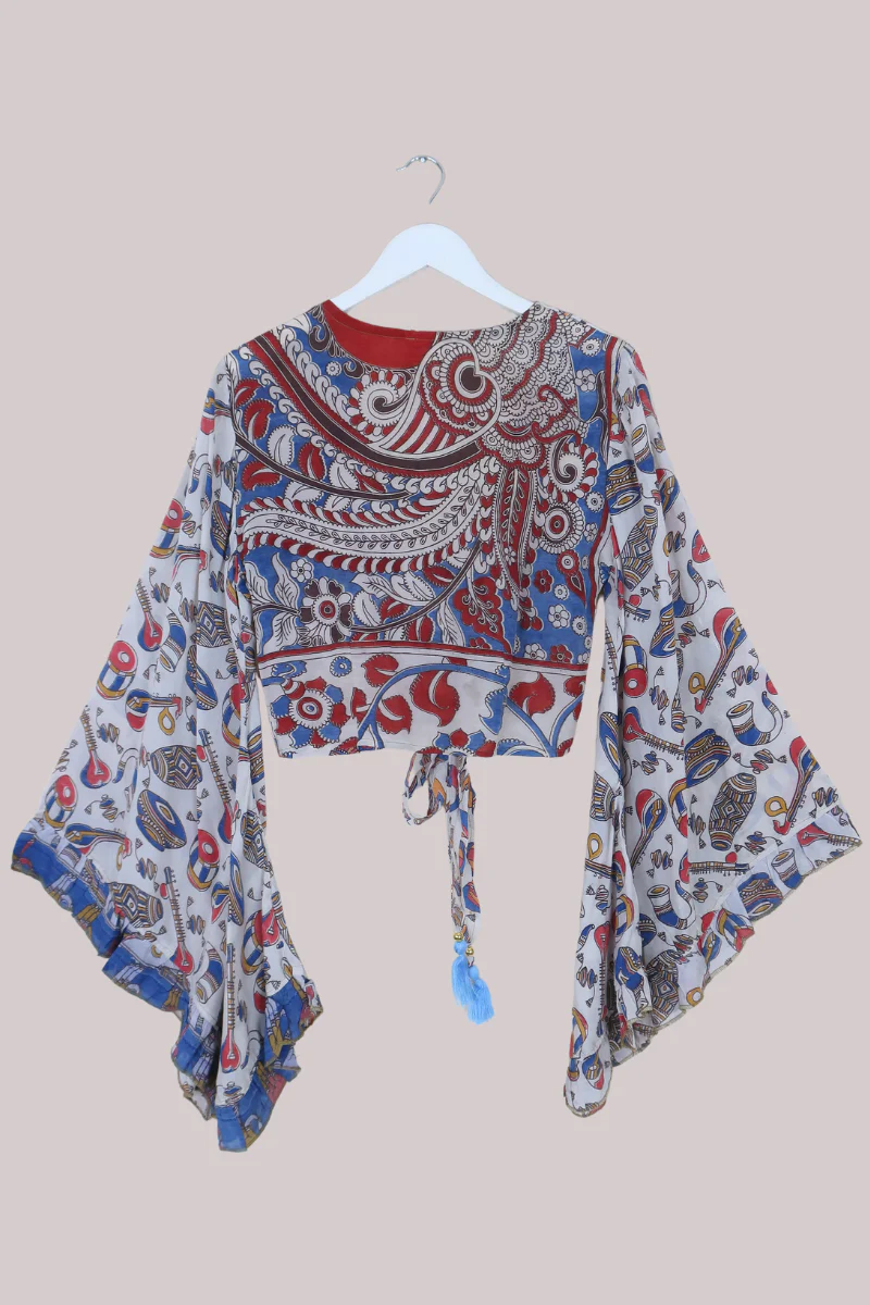 Venus Vintage Cotton Wrap Top in Party Instruments - Size S/M - Image 3