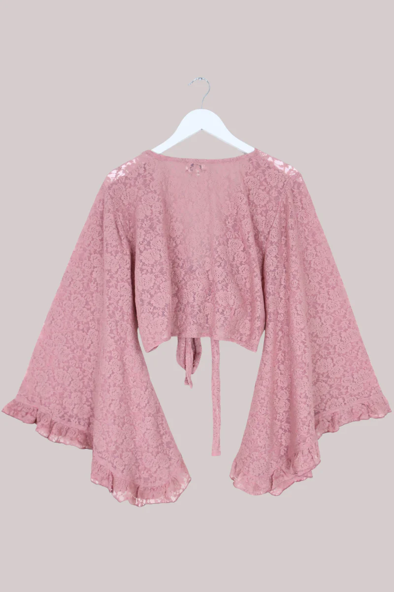 Venus Wrap Top in Fairytale Pink Lace - Image 5