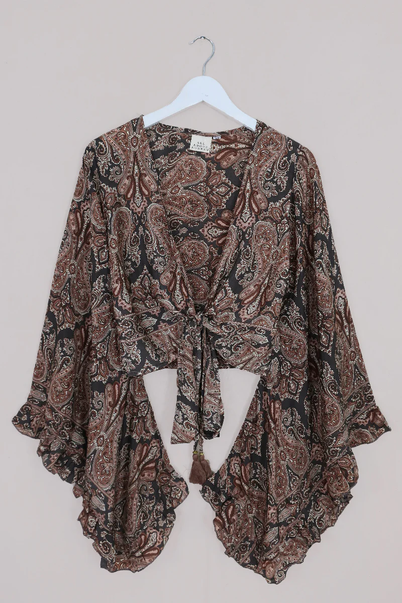 Venus Wrap Top in Fitzgerald Bronze Mandala Paisley - Image 2