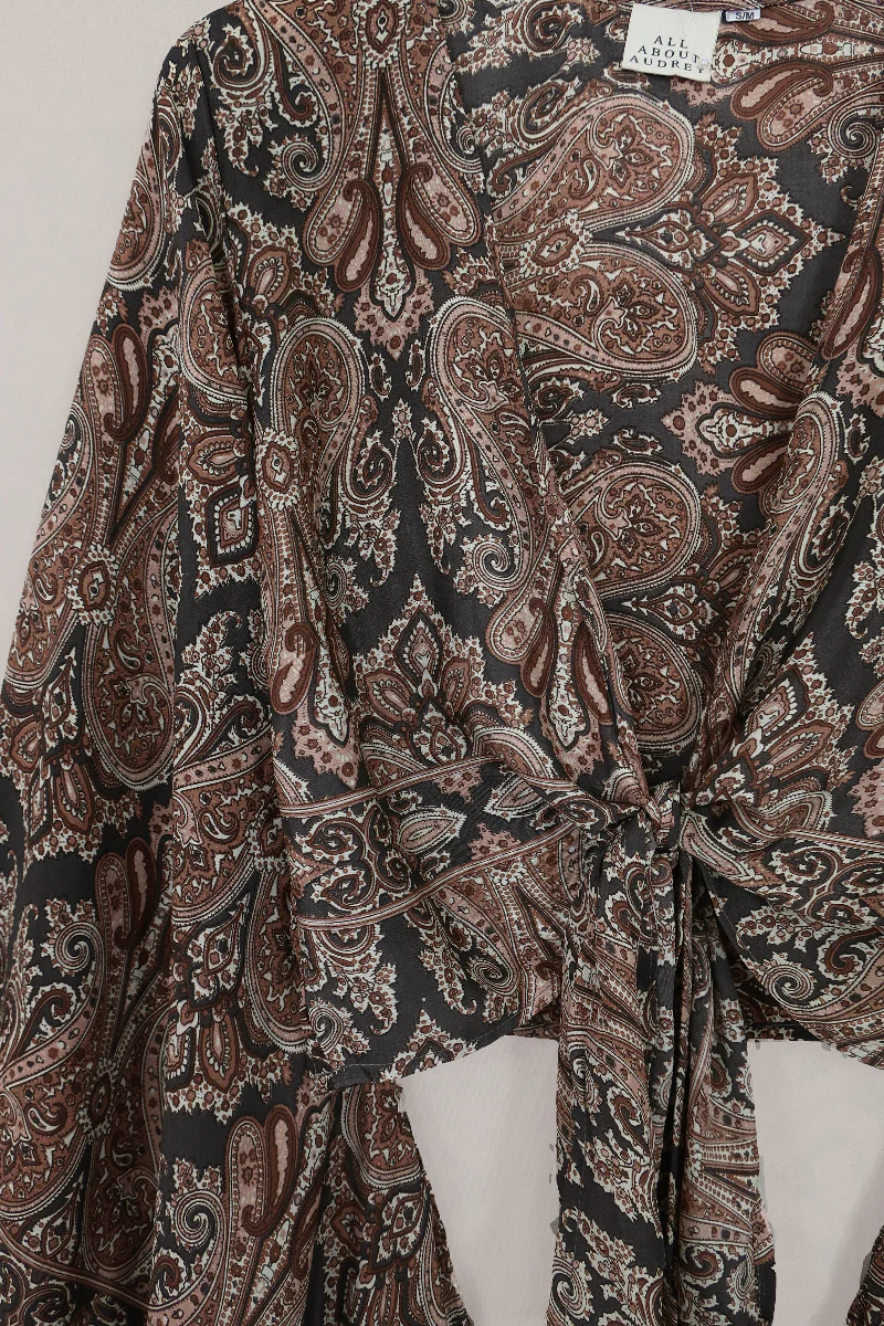 Venus Wrap Top in Fitzgerald Bronze Mandala Paisley - Image 3