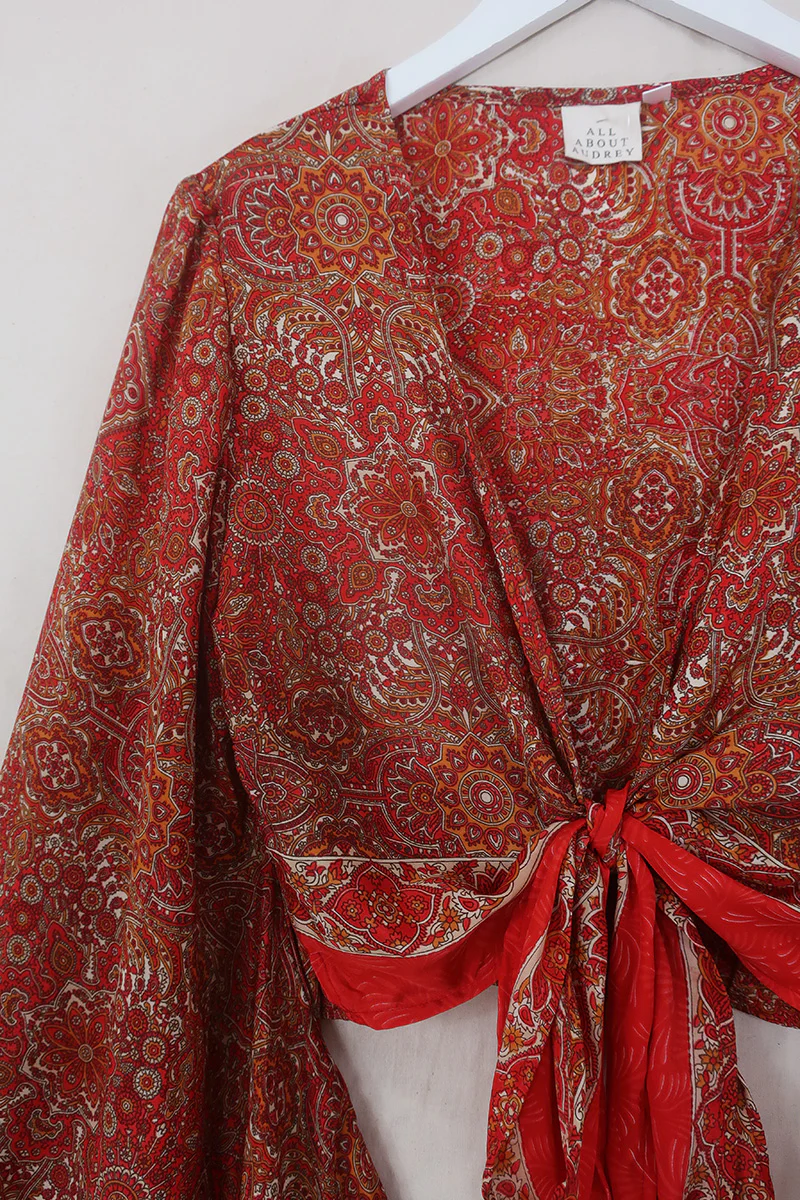 Venus Wrap Top in Ono Vermillion Mandala - Image 3