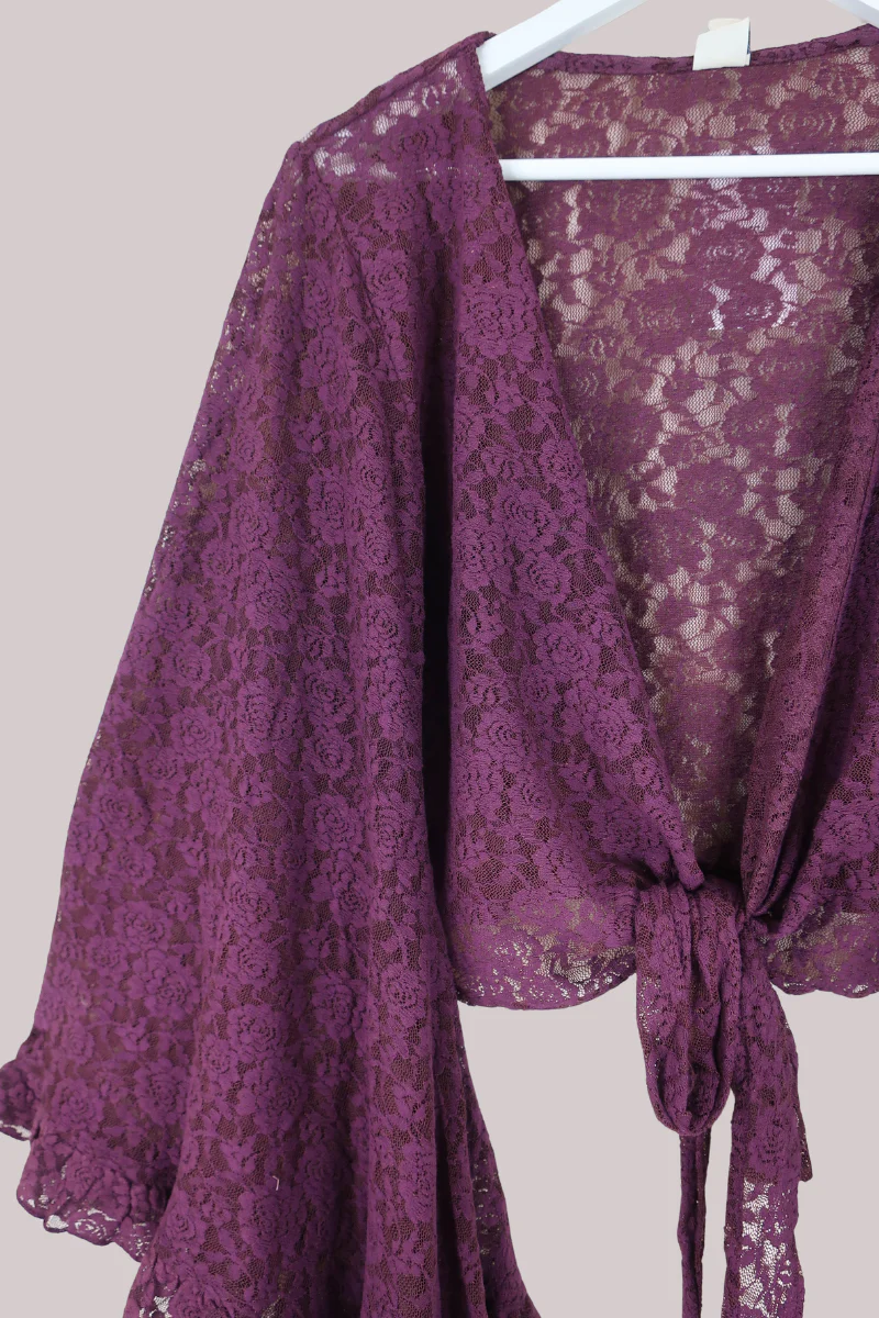 Venus Wrap Top in Witches Purple Lace - Image 3
