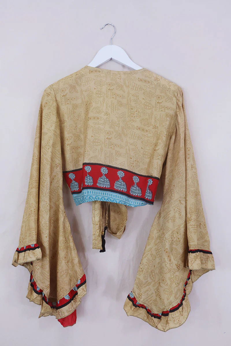 Venus Wrap Top - Golden Sands - Vintage Sari - Size S/M - Image 5
