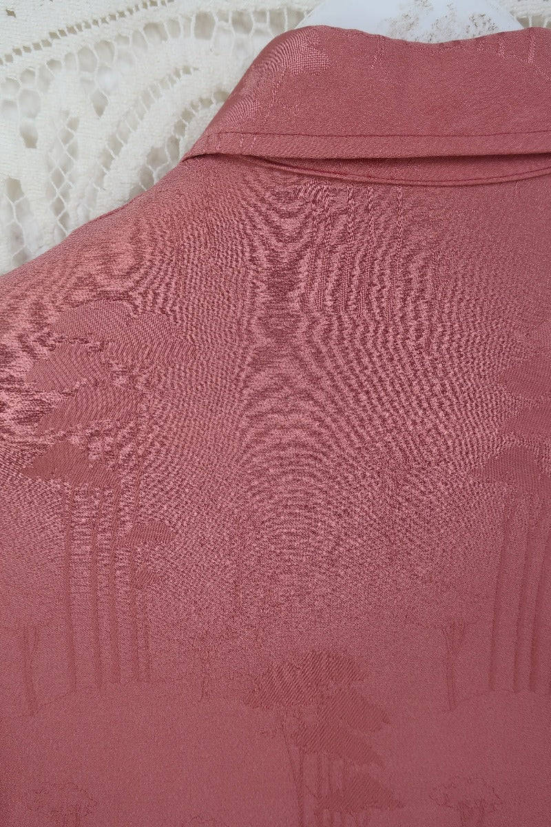 Vintage Dusky Rose Jacquard Blouse - Size XXS - Image 4