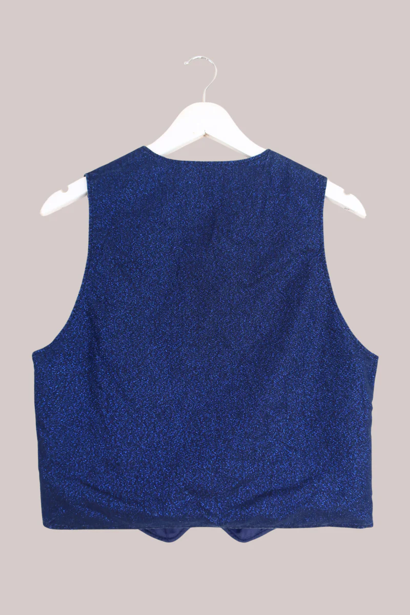 Vintage Galaxy's Glitter Blue Waistcoat - Size S/M - Image 3