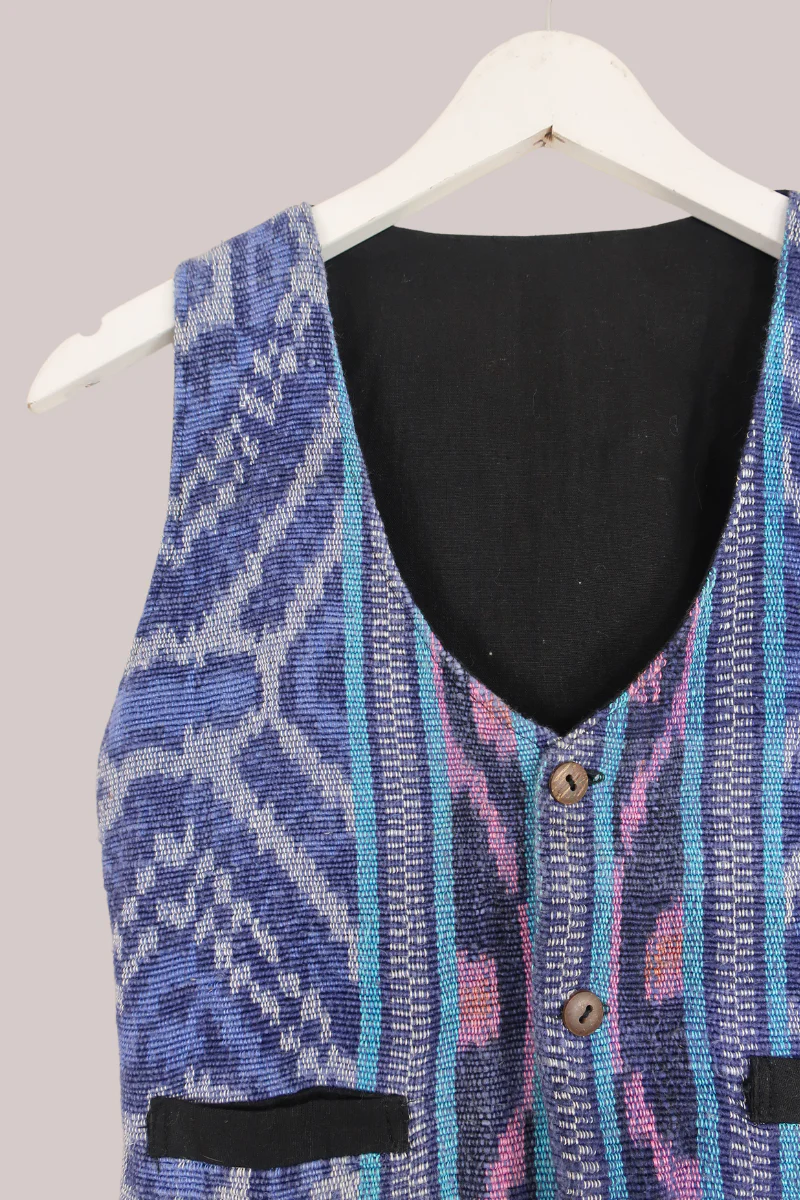 Vintage Heavily Embroidered Blues Waistcoat - Size XXS - Image 2