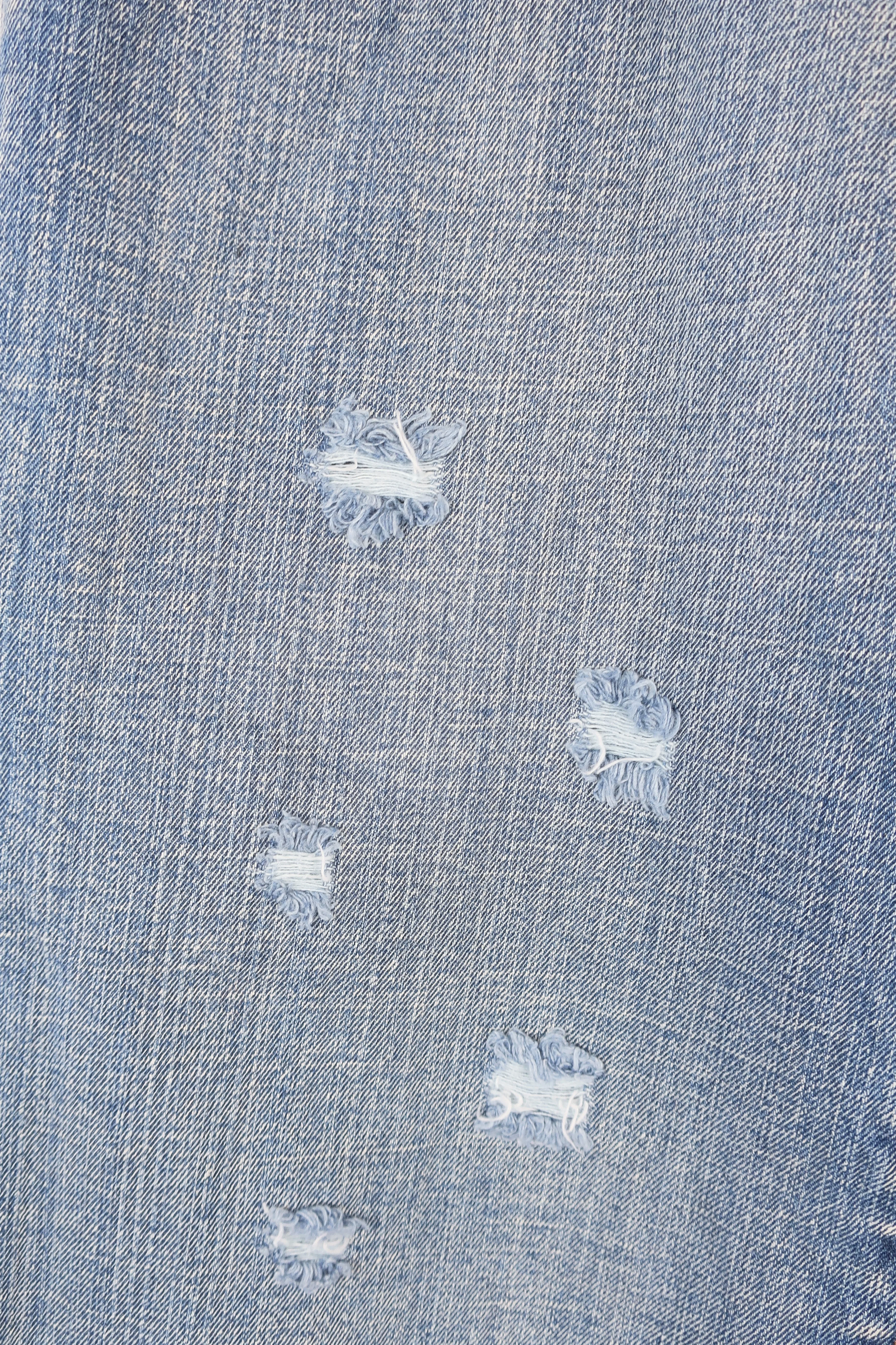 Vintage Straight Leg Jeans - Creased Blue with an Exaggerated Waist - Size M/L - Image 7