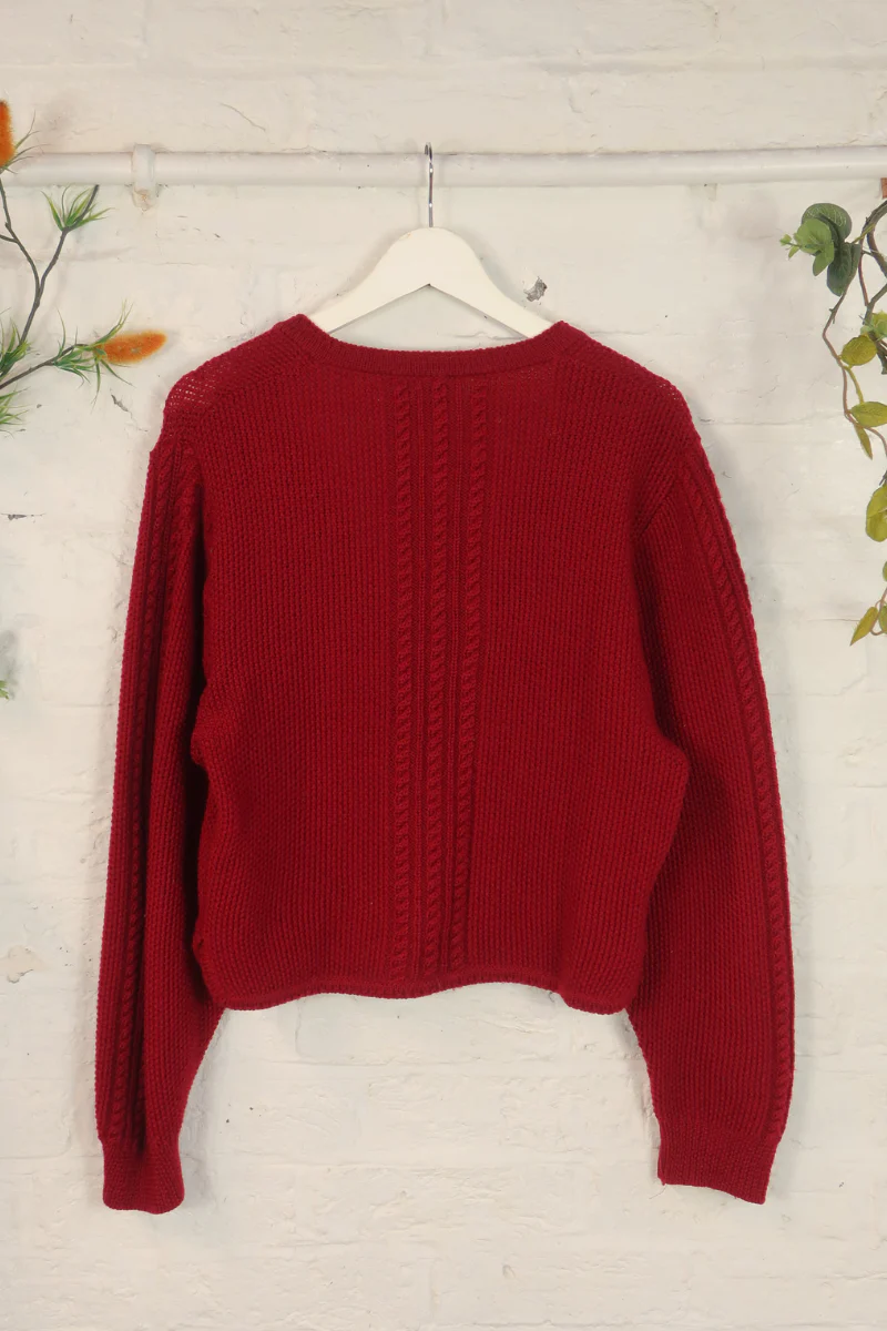 Vintage Knit Cardigan - Antique Merlot - Size M/L - Image 3