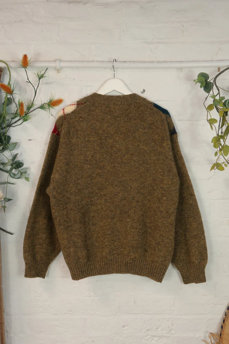 Vintage Knit Cardigan - Bromley Argyle Tartan - Size L - Image 3