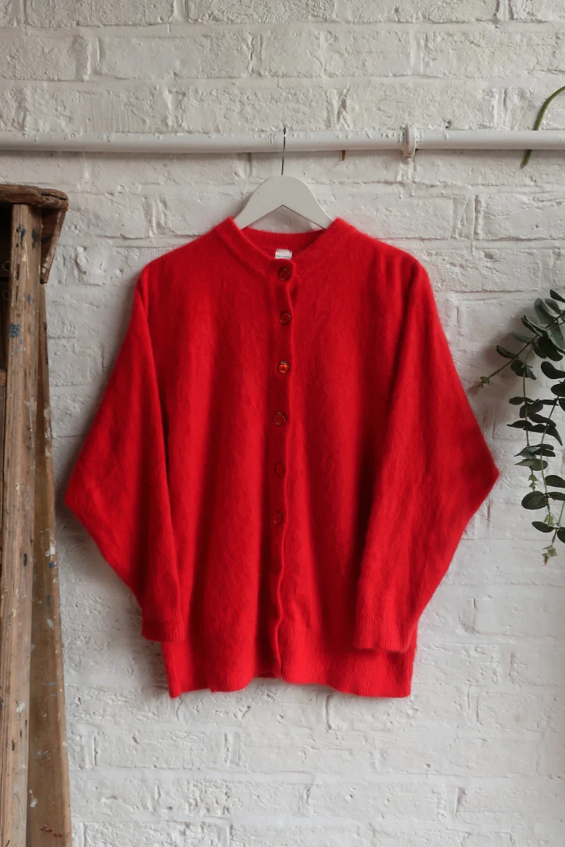 Vintage Knit Cardigan - Cardinal Red - Size L