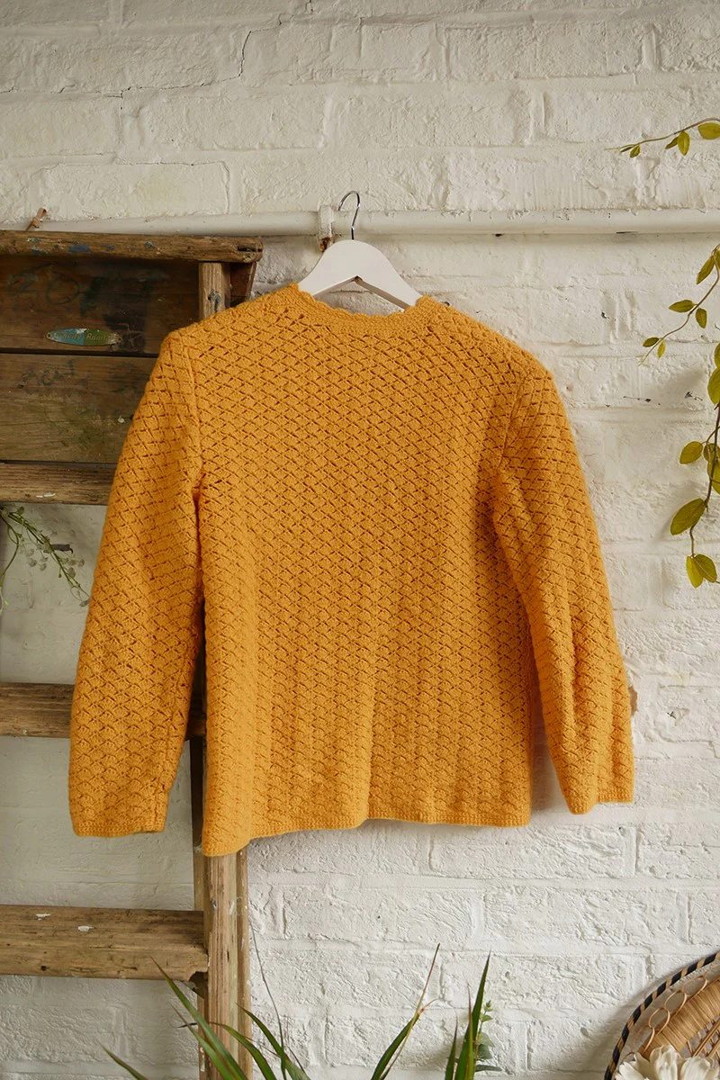 Vintage Knit Cardigan - Honeycomb Hand Knit - Size S - Image 3