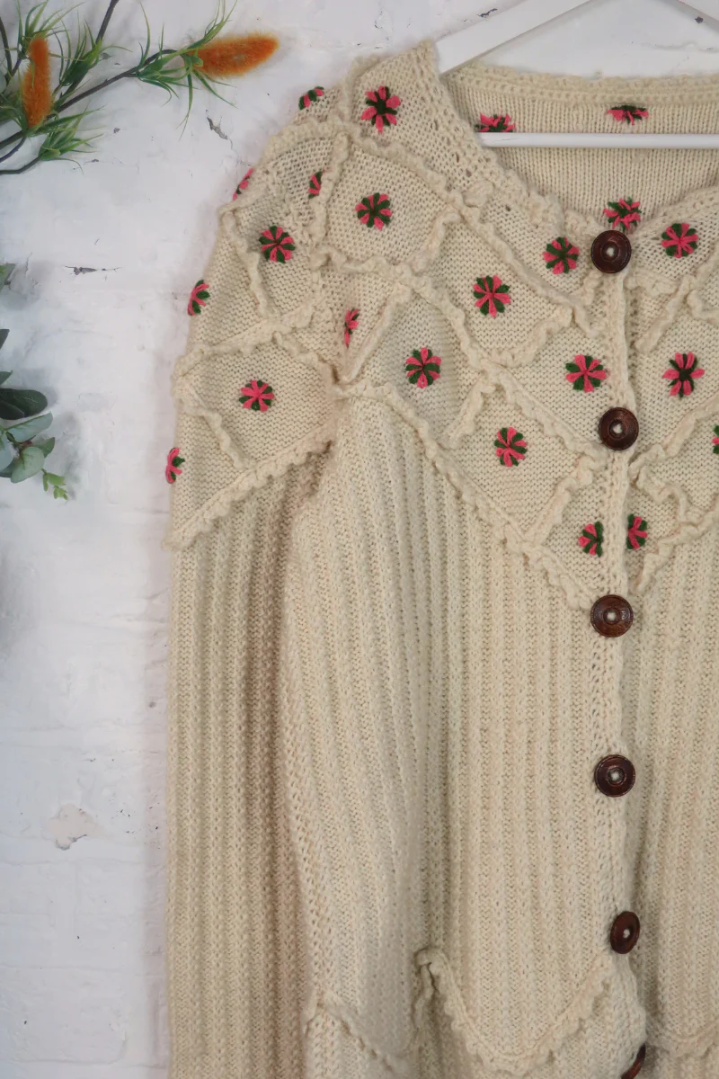Vintage Knit Cardigan - Lollipop - Size XL - Image 2