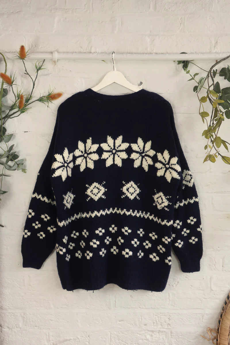 Vintage Knit Jumper - Alpine Navy - Size XXL - Image 3