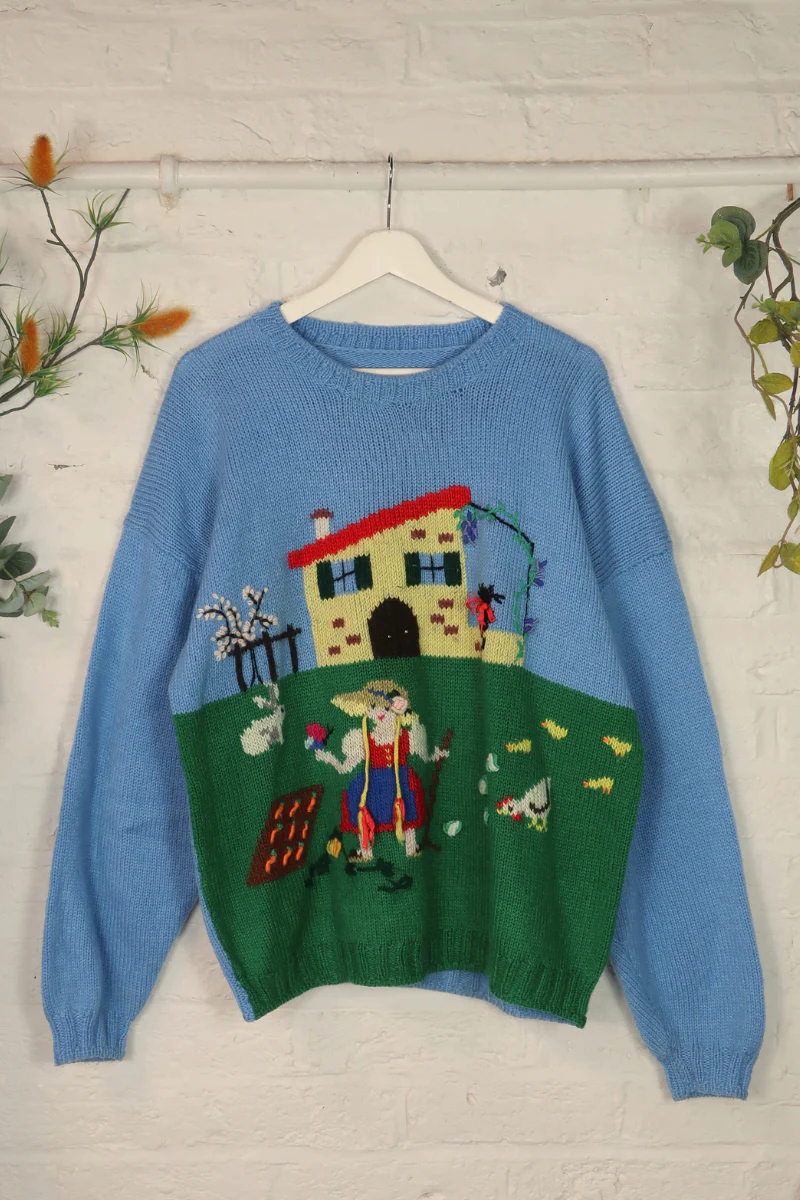 Vintage Knit Jumper - Childhood Drawing - Size XL