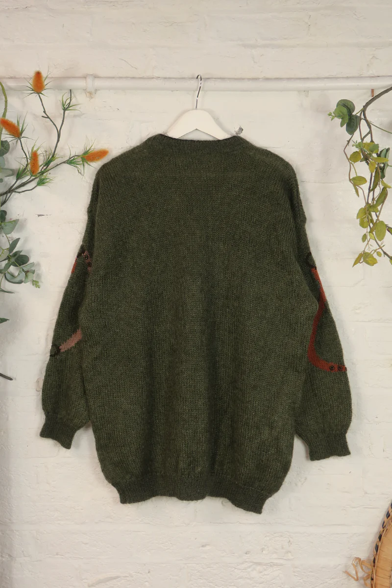 Vintage Knit Jumper - Equestrian Olive Green - Size XXL - Image 3