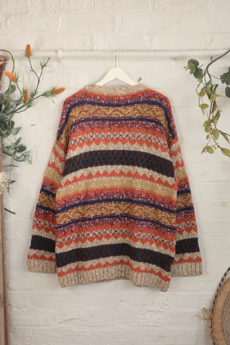 Vintage Knit Jumper - Stitched Shades Of Sunset - Size XXL - Image 3