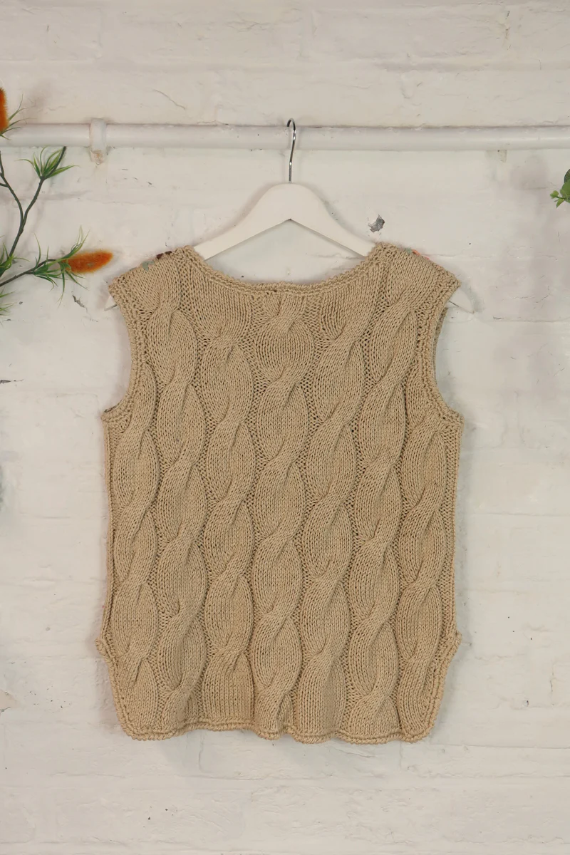 Vintage Knit Vest - Woven Flower Basket - Size M/L - Image 3