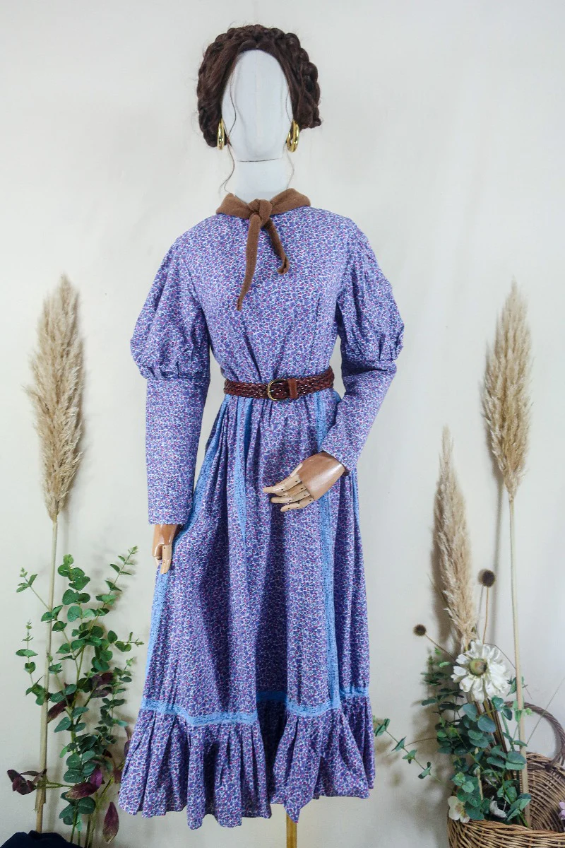 Vintage Midi Dress - Lavender and Rose Cottage Puff - Size S/M - Image 2