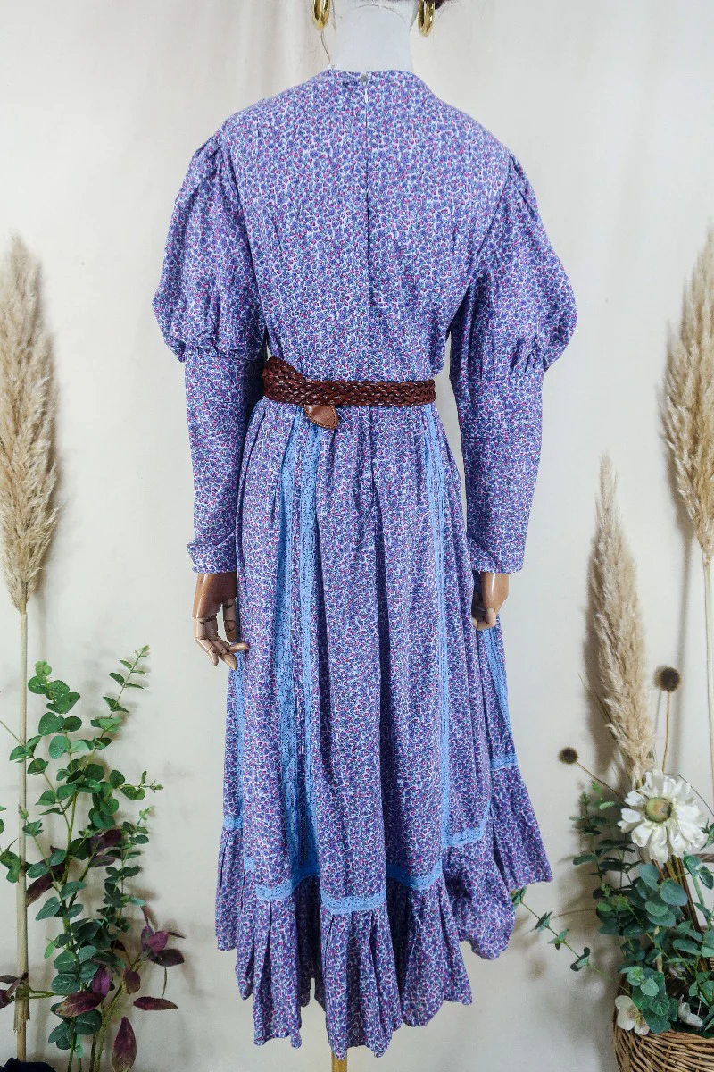 Vintage Midi Dress - Lavender and Rose Cottage Puff - Size S/M - Image 3