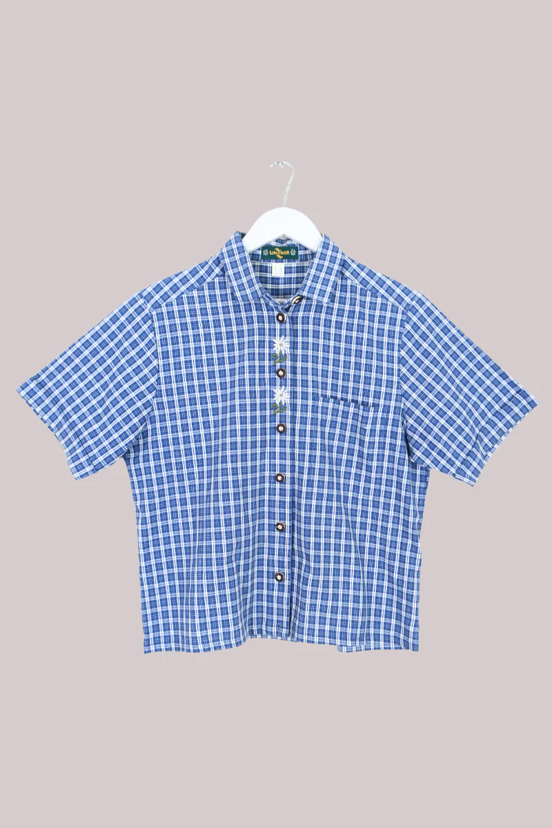 Vintage Shirt - Picnic Floral Gingham - Free Size
