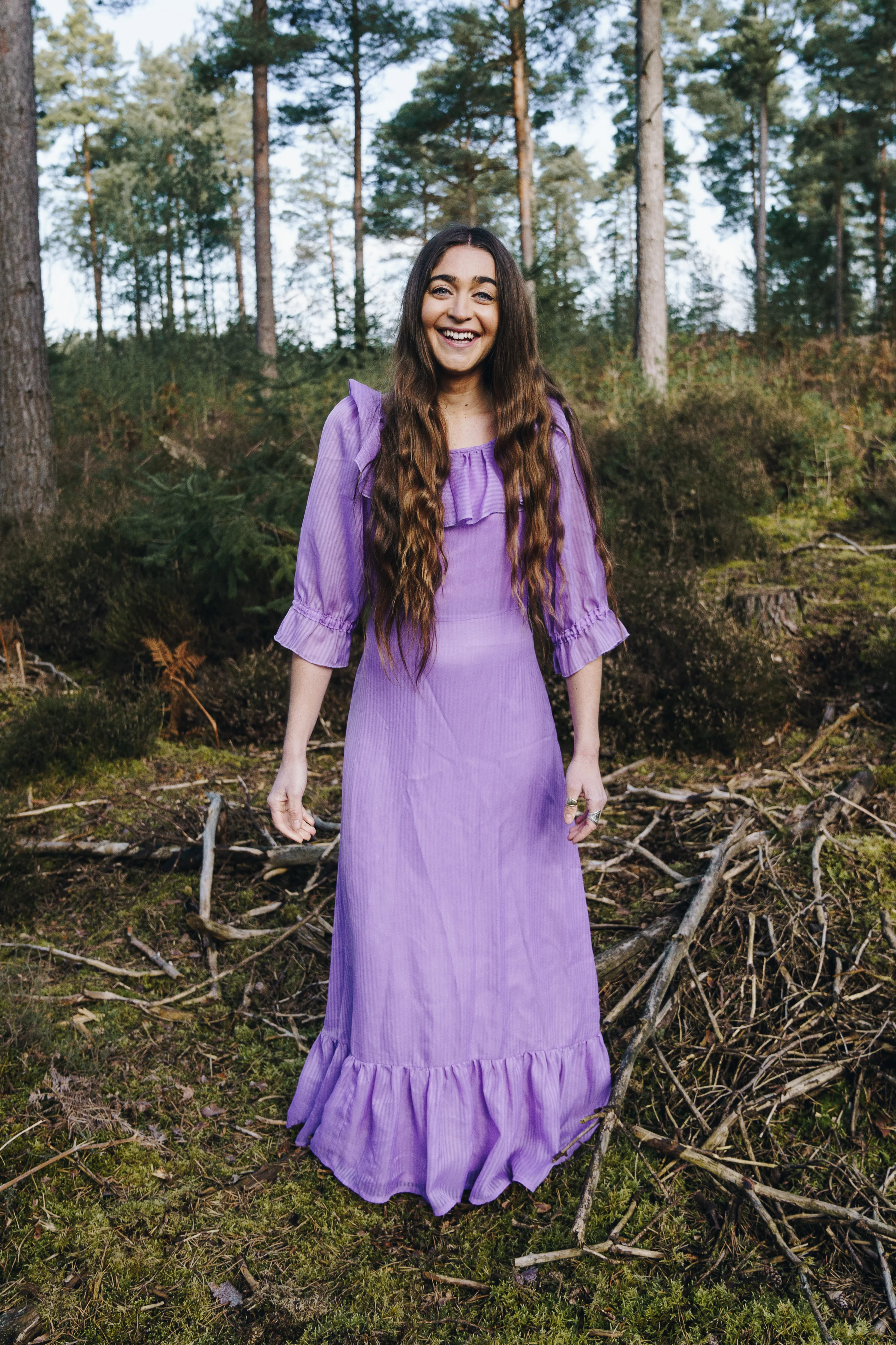 Vintage 70s Maxi Dress - Sheer Lilac - Size XS - Image 3