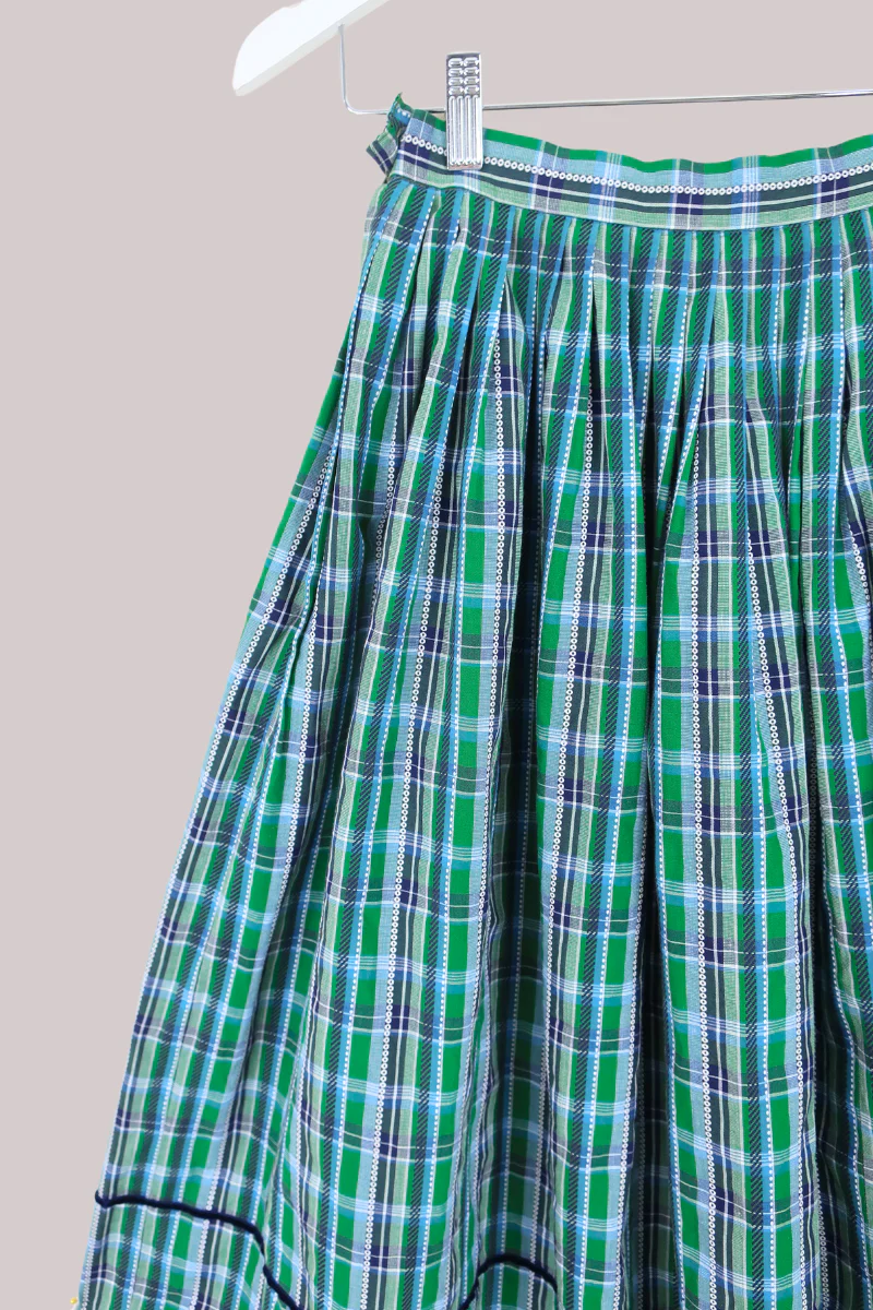 Vintage Skirt - Tartan Blue Lace - Size XXS - Image 2