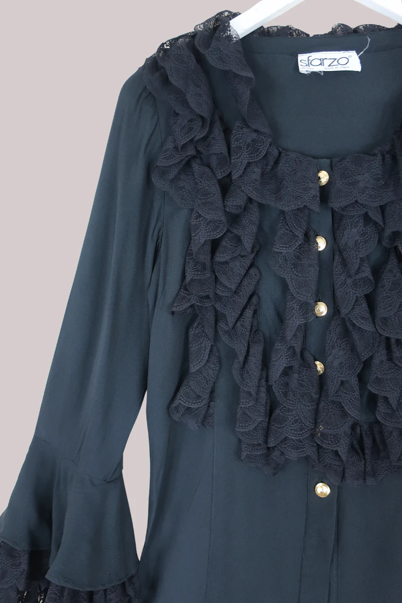 Vintage Top - Raven Ruffles - Size M/L - Image 2