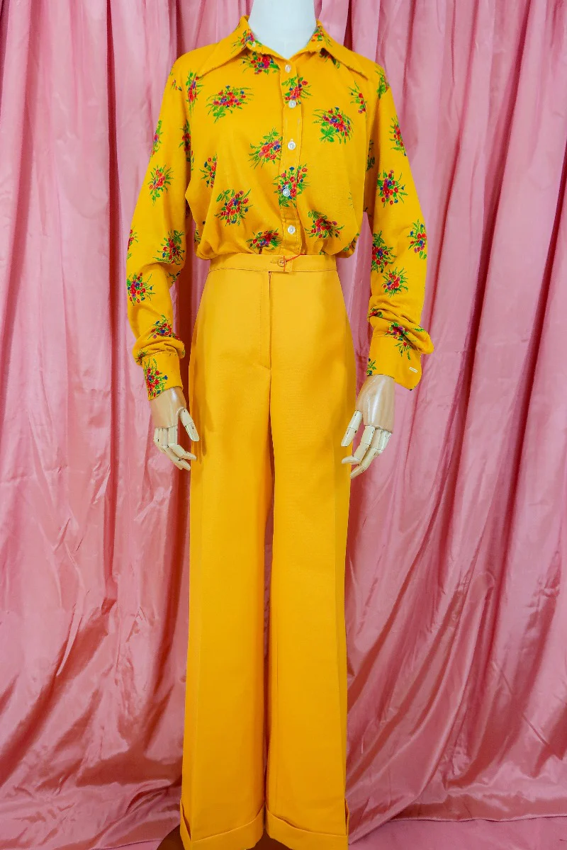 Vintage Trousers - Honey Mustard Straight Leg - Size M W32 L33