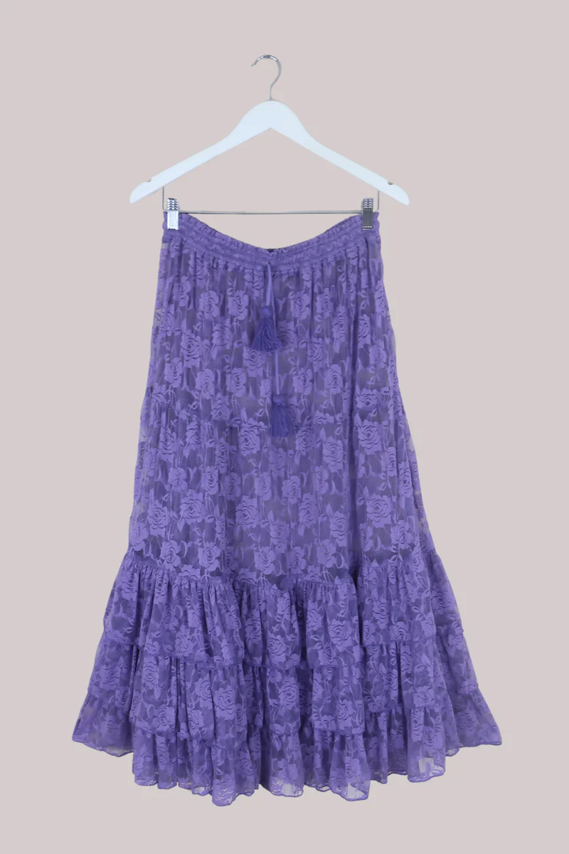 Wendy Maxi Skirt in Periwinkle Purple Chantilly Lace - Image 2