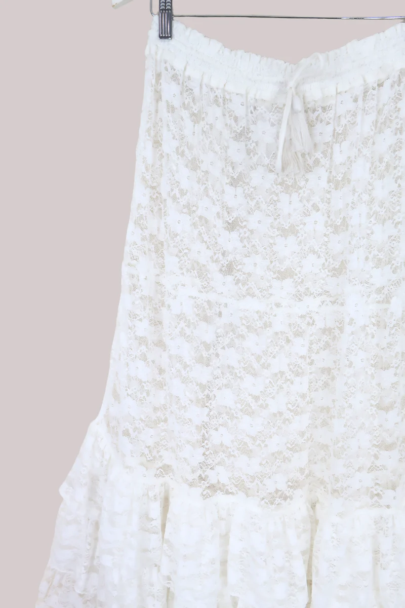 Wendy Maxi Skirt in White Swan Chantilly Lace - Image 4