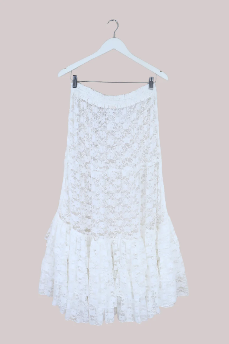 Wendy Maxi Skirt in White Swan Chantilly Lace - Image 6